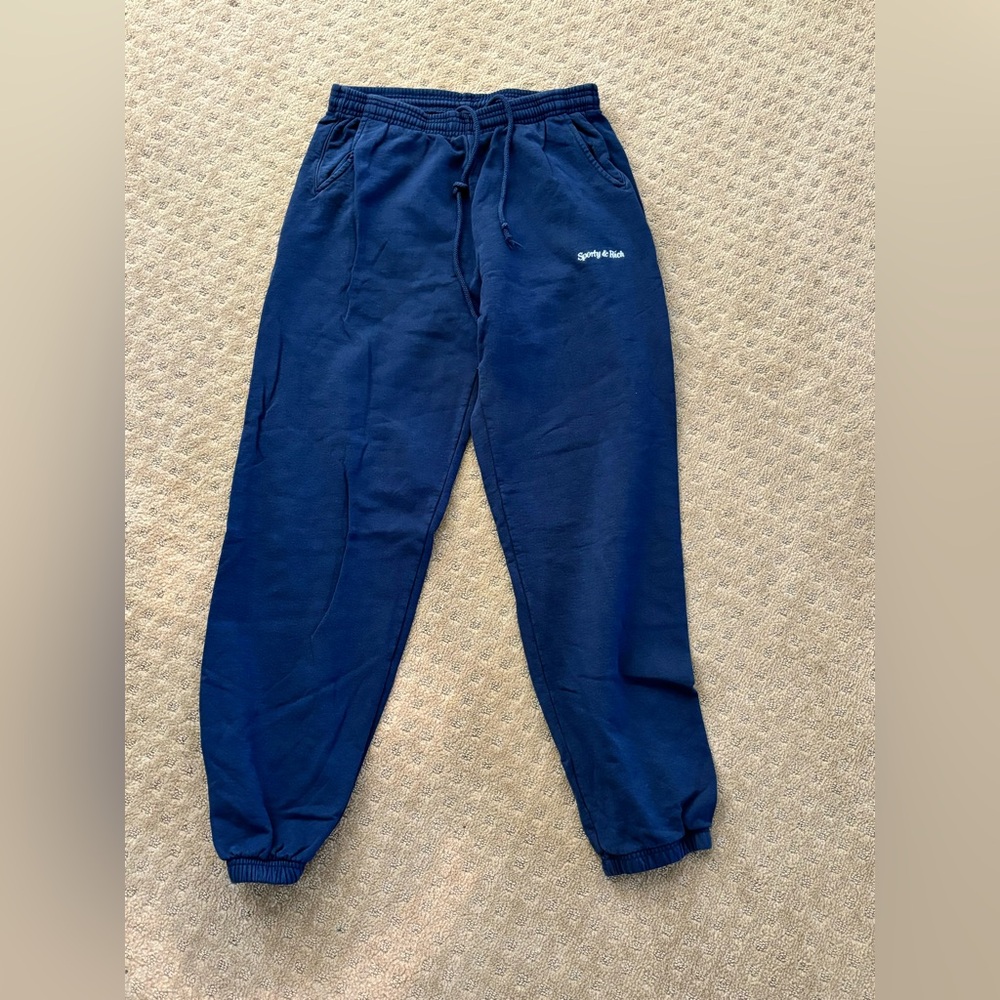 Sporty & Rich Navy Logo Sweatpants
